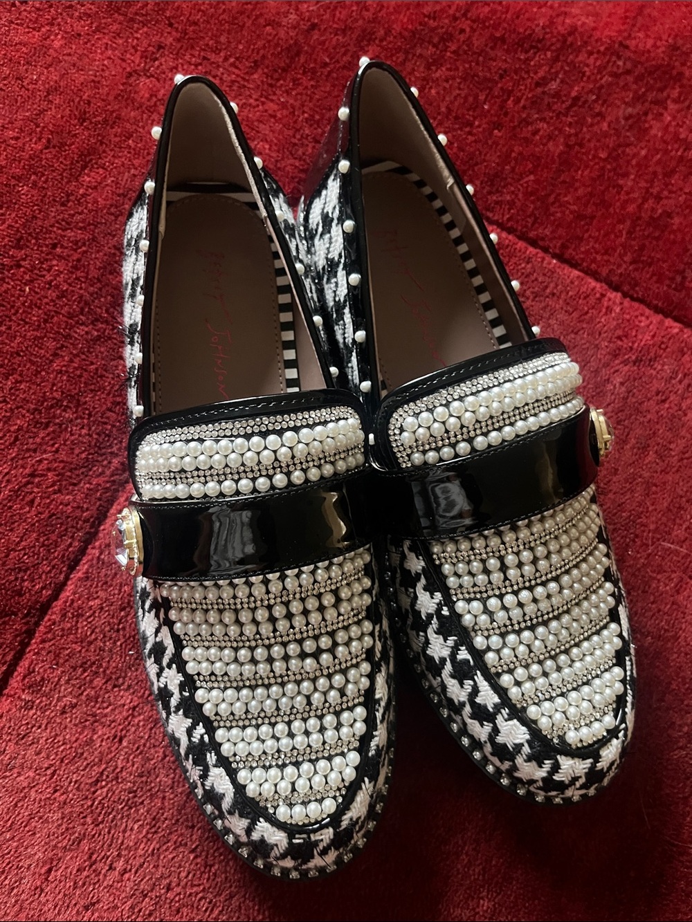 BETSEY JOHNSON Mariam Plaid And Rhinestone Embellished Loafer - Picture 5 of 10